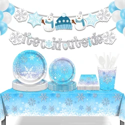 Snowflake Theme Disposable Party Tablecloth Snow Ice Freeze Theme Birthday Party Decorations Kids Favors Baby Shower Supplies