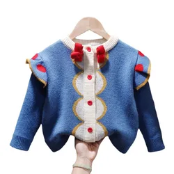 Kids Sweater For Girl Autumn Winter Knitted Girl Cardigan Sweater Snow White Girls Cardigan Jacket Coat Cotton Children Jumper