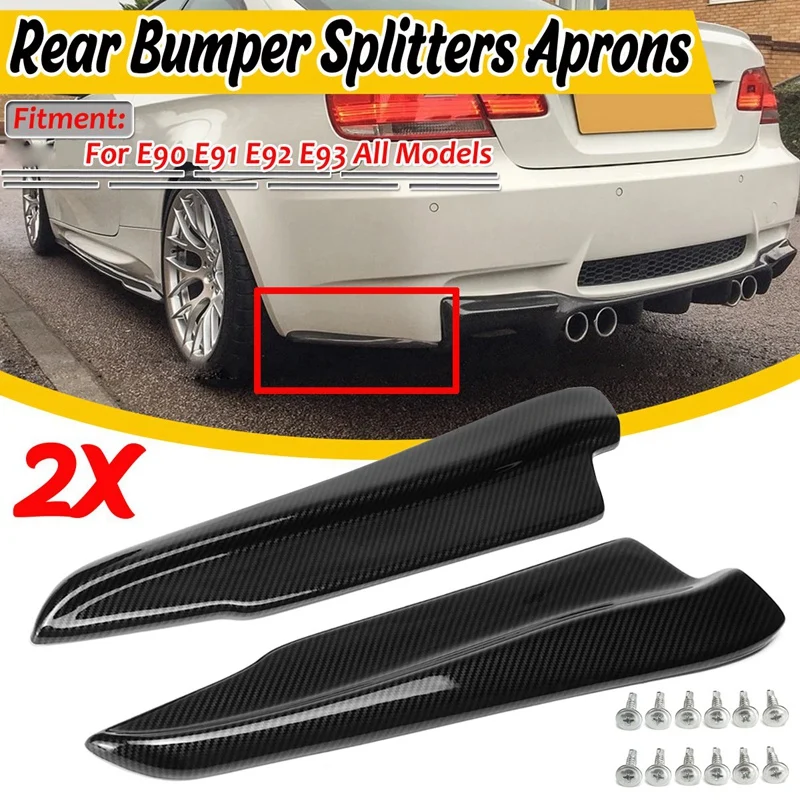 

For-BMW E90 E91 E92 E93 M3 Carbon Fiber Look Rear Bumper Lip Splitter Winglet Apron-A87D