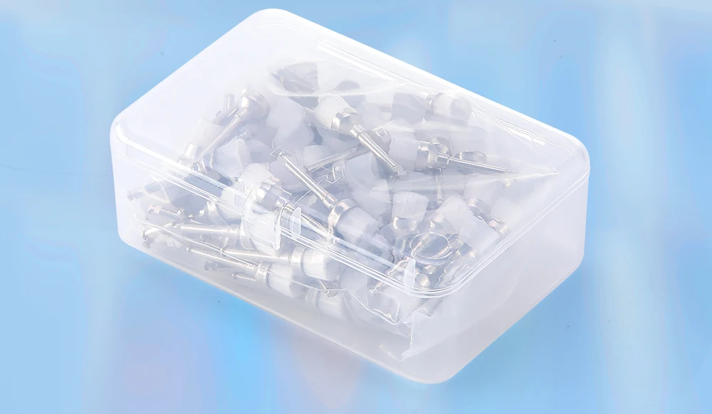 100 Stück/Box AZDENT Dental Nylon Polierbürsten Schüssel/flache Form Latch Typ (RA) Einmalgebrauch – Detail 3