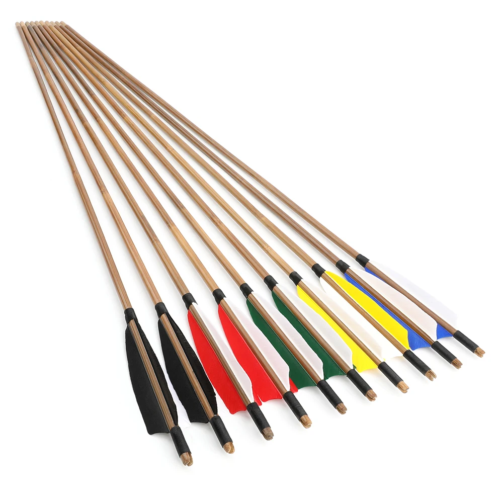 6/12pcs Bamboo Arrow 5 Inch Turkey Feather 83cm Length OD 8mm Shaft for Traditional Recurve Long Bow Archery Hunting Shooting - view 6