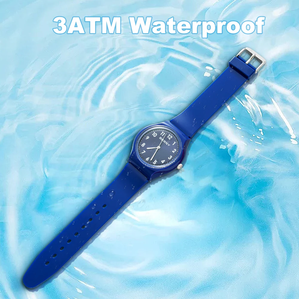 BERNY Watch Quartz Miyota 2035 Movement Fashion Casual Quartz Wristwatch With PU Strap 3ATM Waterproof  Acrylic Surface lens