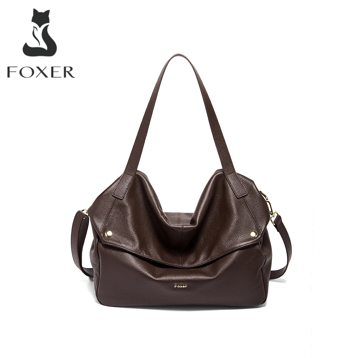 FOXER Genuine Leather Women's Tote Bag Large Capacity Lady Crossbody Bag Cowhide Commuter Female Shoulder Handbags Purse
