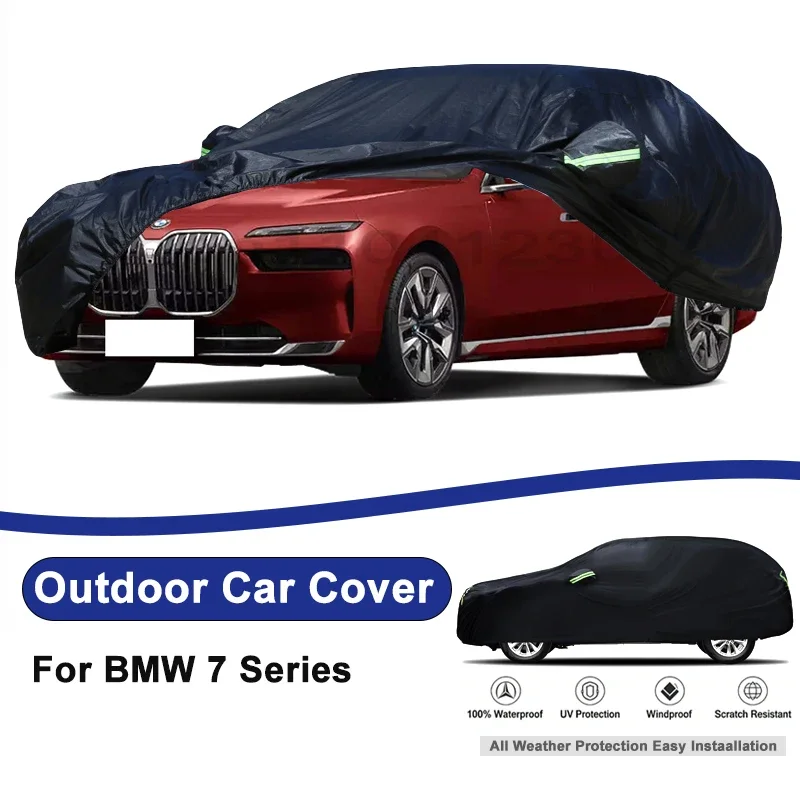 Outdoor Full Car Cover For BMW 7 Series with Reflective Strips Waterproof Snowproof Dustproof UV Protection Auto Accessories