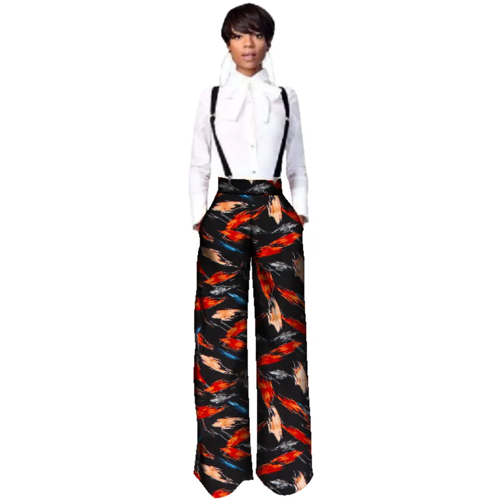 BRW  High Quality Pants African Straight Full Length Trousers One Piece Romper with Print Dashiki Clothing for Women WY2478