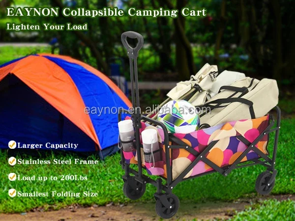 220LBS Load Bearing Outdoor Flower Color Camping  Collapsible Folding Wagon