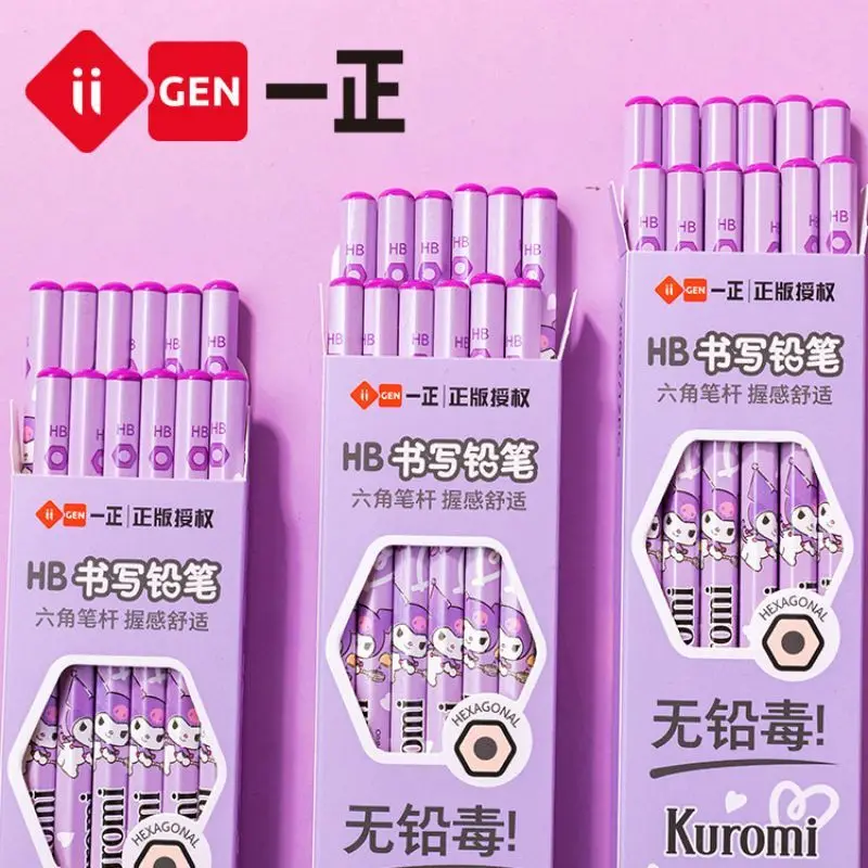 12pcs Sanrio Series Kuromi Hexagonal Writing Pencil Set Cute Student Pencil Creative Writing Pencil School Student Stationery