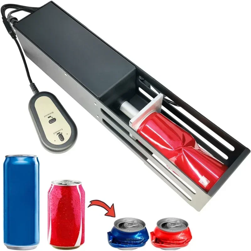 

Using Portable Mini Electric Can Crusher For Recycling 12Oz 16Oz Aluminum Cola Cans And Plastic Water Bottle Crusher