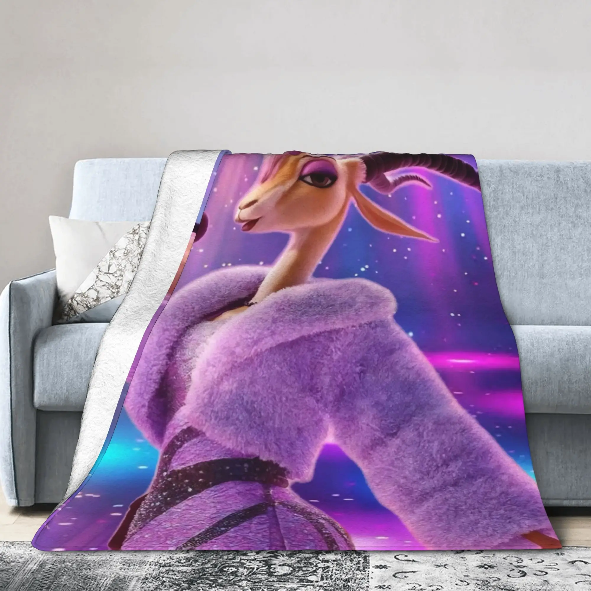 Zoo Gazelles Cartoon Movie Knitted Blankets Halloween Xmas Flannel Throw Blanket Airplane Printed Ultra-Soft Warm Bedspreads