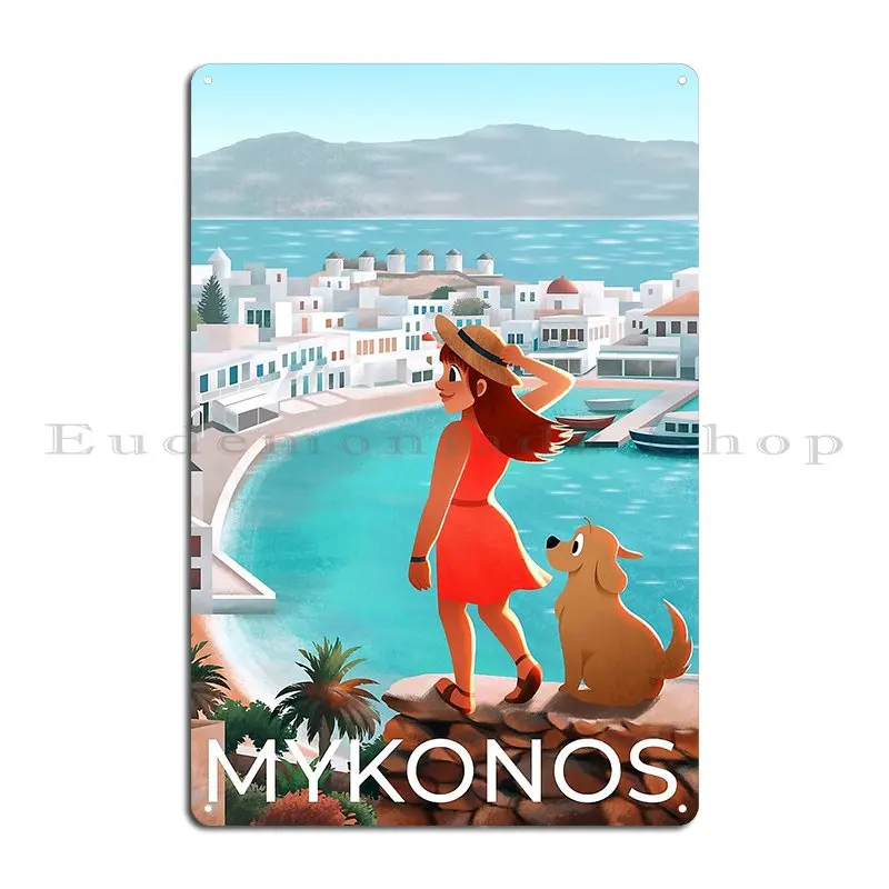 Mykonos Greece Metal Sign Pub Design Wall Plaque Garage Create Tin Sign Poster