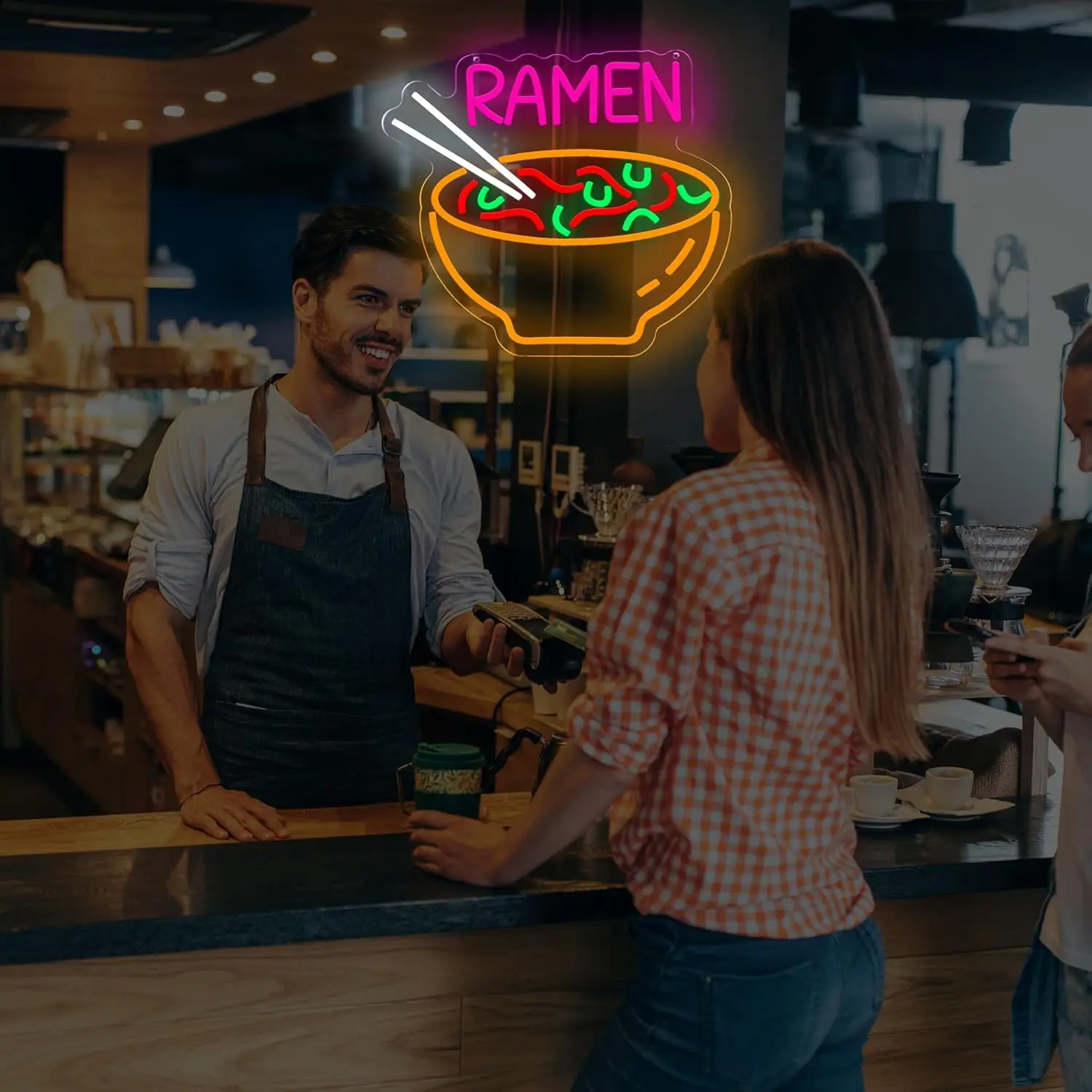 Ramen Neon Sign USB Dimmable Noodle LED Neon Light for Restaurant Ramen Shop Kitchen Gaming Room Anime Room Decoration Gift