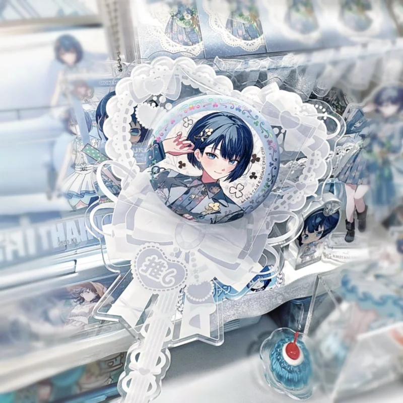 Sweet Lolita‑Style Heart‑Shaped Magnetic Acrylic Photo Booth Wand, Badge Display Stand, for Pin Collection & Fan Check‑in Decor