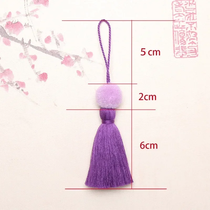 1PC Retro Style Colorful Plush Ball Head Tassel Fringe Garment Curtain Edge DIY Decorative Tassel Trim Women Bag Hanging Pendant