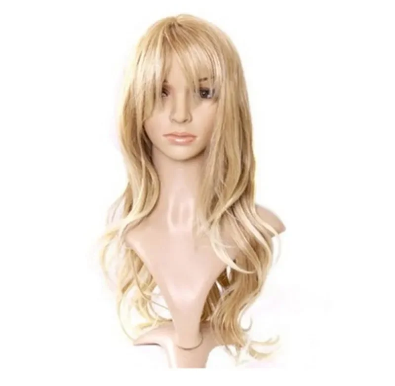 

long blonde curly wig loose wavy synthetic wigs for women high temperature silk hair 26 inches