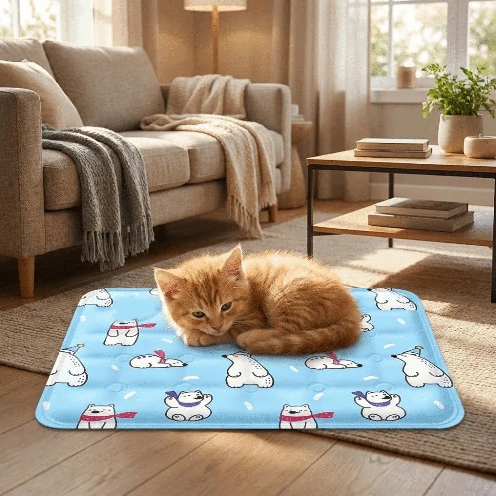 Floor Mat Cartoon Pet Cooling Mat Anti Bite Self Added Water Pet Ice Cushion Non-Slip Moisture-proof Cat Sleeping Pad Summer