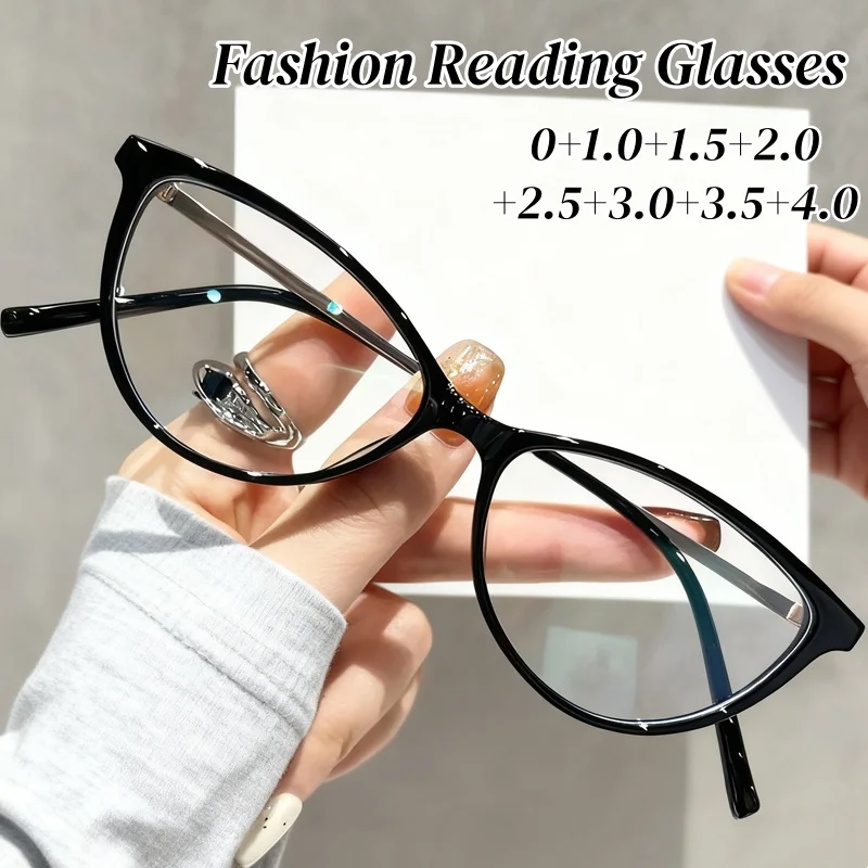

Trendy Cat Eye Reading Glasses for Women Men High Quality Far Sight Eyeglasses Unisex Vintage Stylish Anti-blue Presbyopia