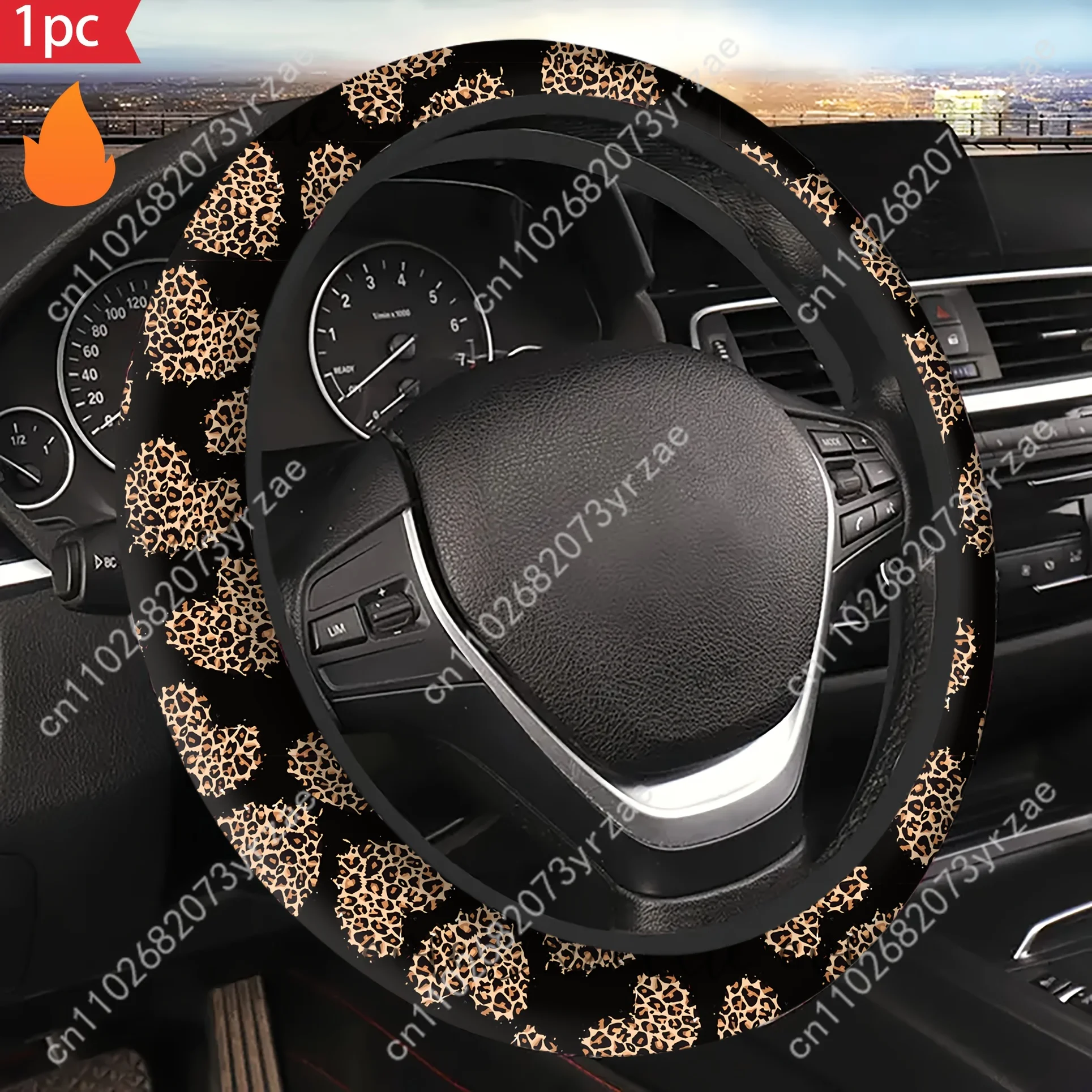 

Leopard Print Car Steering Wheels Cover Universal Type Environmental Friendly Comfortablenon-slip Breathable Steering Wheel Wrap