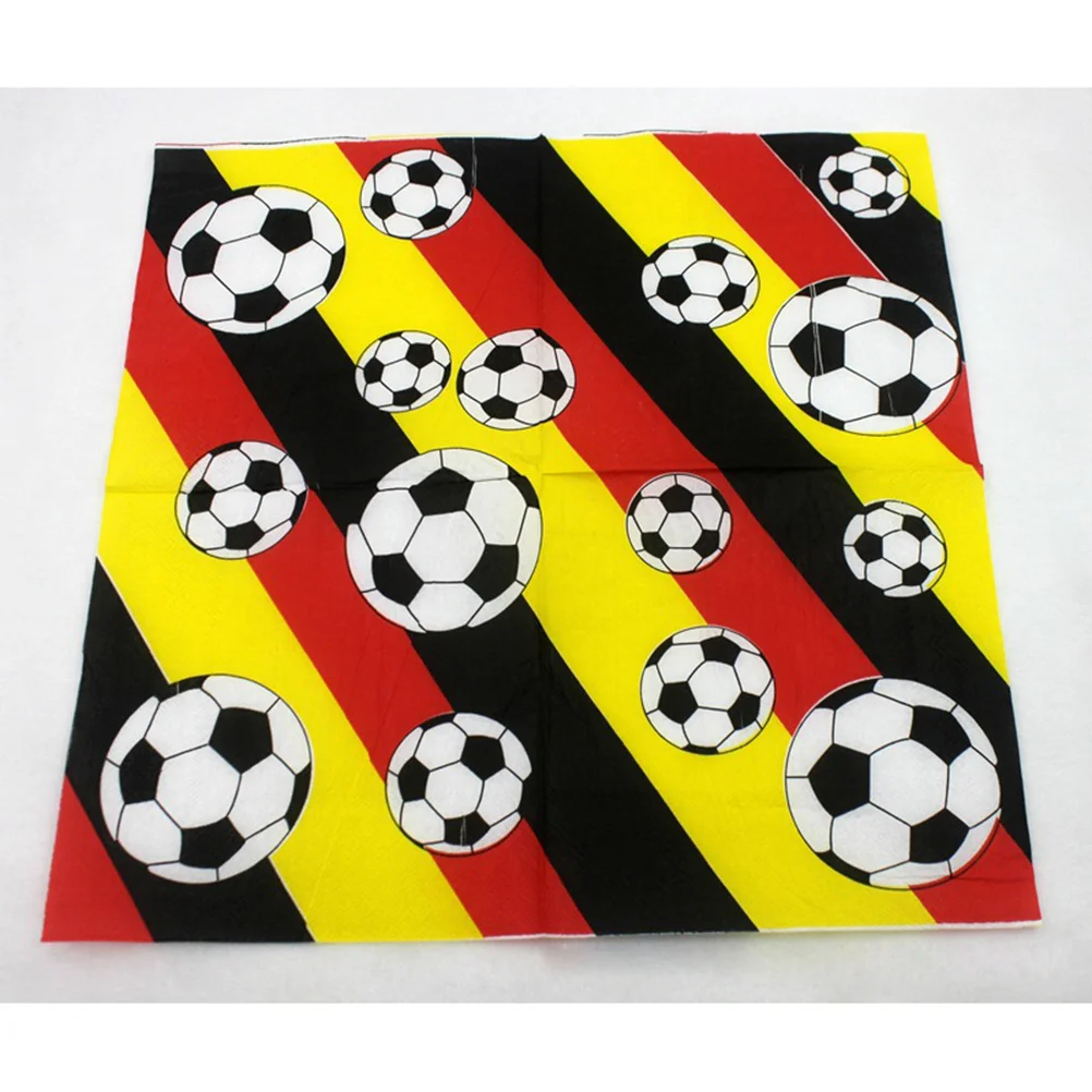 Football Printed Napkin Colorful Paper Tissue For Soccer Party Restaurant Banquet Table Decoration Gift