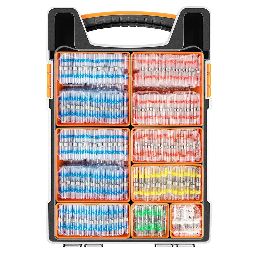 1000Pcs Boxed 26-10AWG Solder Seal Heat Shrink Wire Connectors Kit, Waterproof Solder Ring Terminals Assortment