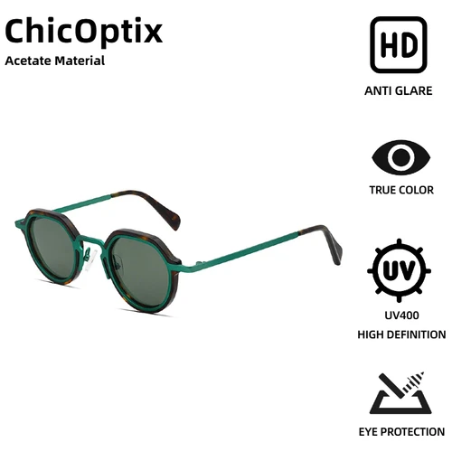 ChicOptix, gafas de sol Punk de Metal Retro a la moda, gafas de sol de diseñador de marca de lujo para hombres y mujeres, lentes de nailon de colores UV400 antideslumbrantes