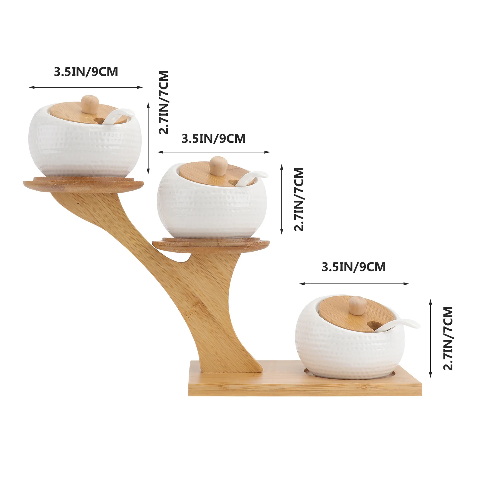 

1 комплект керамических банок для приправ с деревянной основой, контейнеры для хранения специй, кухонные кастрюли для приправ, герметичные, влагостойкие, термостойкие