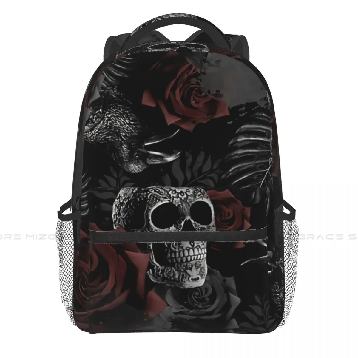 

Gothic Skull Flowers Backpack for Girls Boys Travel Rucksack Daypack for Teenage School Laptop