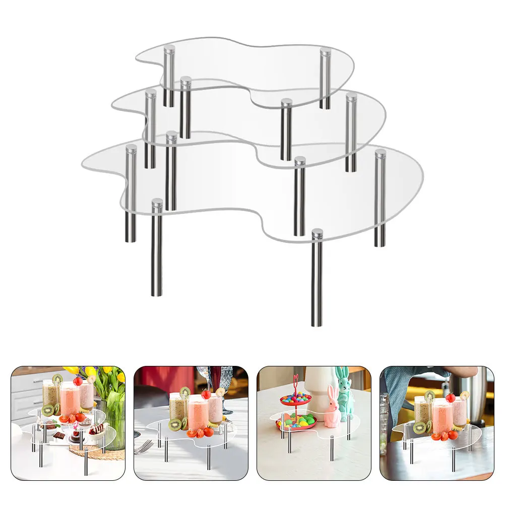 

3Pcs Transparent Acrylic Cake Stand Clear Display Riser Cupcake Holder for Party Dessert Table Acrylic Risers for Display