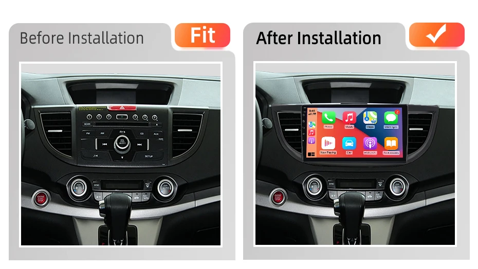 AWESAFE 10" Android Radio für Honda CRV CR-V 2012-2016, kabelloses CarPlay & Android Auto, GPS-Navigation, Multimedia-Unterstützung, Lenkradsteuerung, Subwoofer-Verstärker, Rückfahrkamera mit CAN-BUS, EU Plug and Play, DAB+ Digital Autoradio 2 DIN Autoradio Stereo RDS – Detail 3