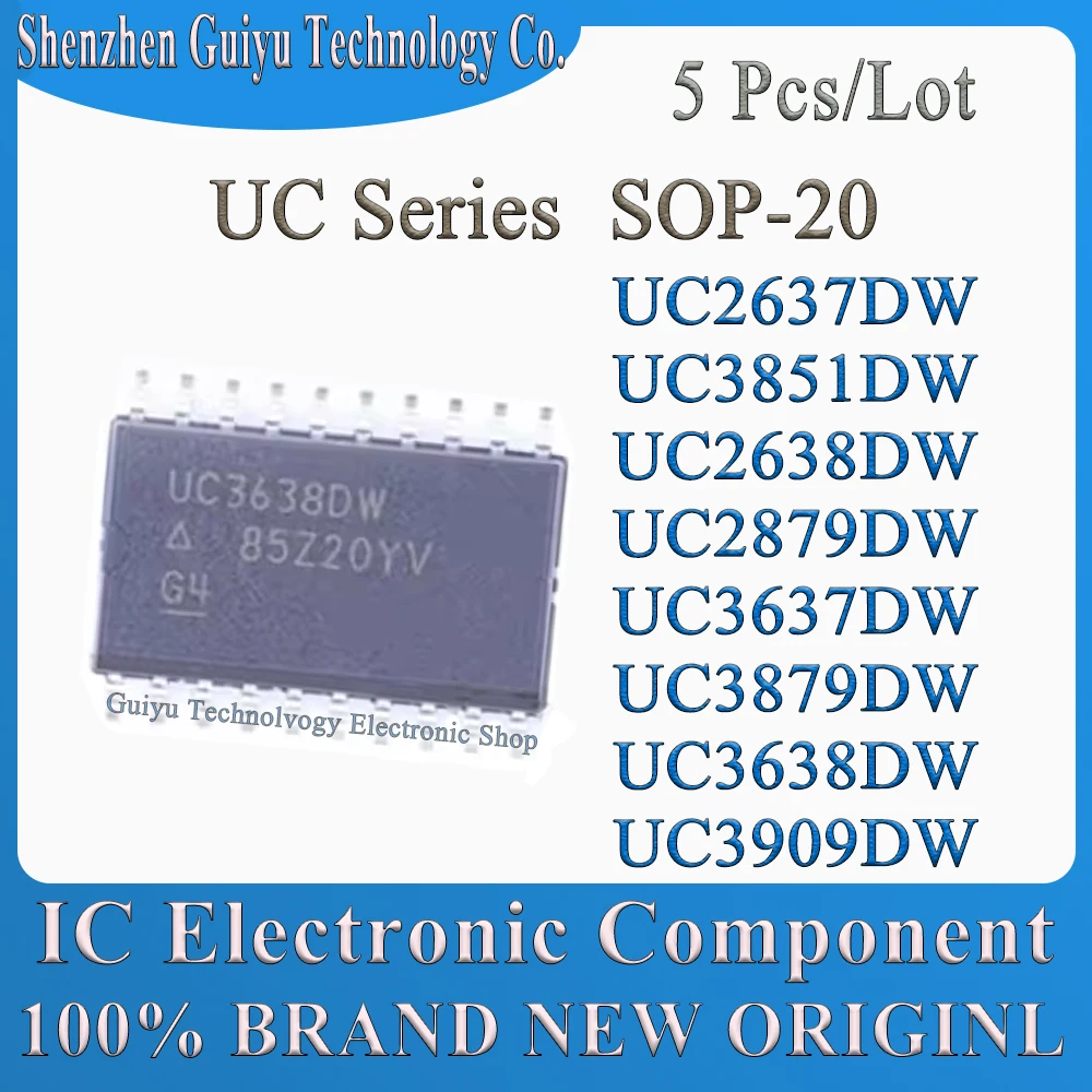 5 Pcs/Lot UC2637DW UC3851DW UC2638DW UC2879DW UC3637DW UC3879DW UC3638DW UC3909DW UC2637 UC3851 UC2638 UC2879 SOP-20 UC IC Chip