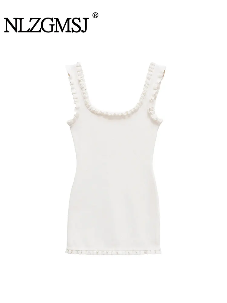 2025 Casual Women Solid Knitting Dress O-Neck Sleeveless Backless Short Vestidos Fashion Summer Chic Dress