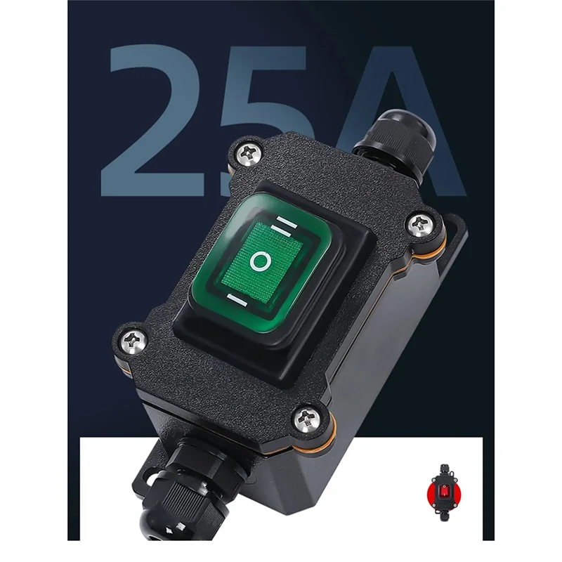 Ship-Type Waterproof Switch With IP65 Shell Rocker Electrical Equipment ON/OFF With LED Light Power Button(B) Easy Install
