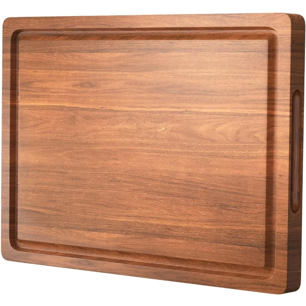 

Acacia Wood Cutting Board for Kitchen,24x18x1.2 Inch Wooden Charcuterie Board with Deep Juice Groove & Handle, Extra Large Heavy