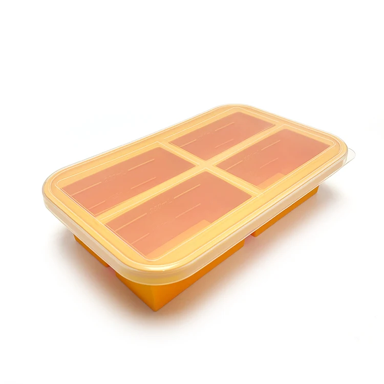 Kitchen Tools Silicone Ice Cube 4 Grids Silicone Mold Box Non-Stick Candy Bakeware Cake Ice Cream Mold