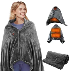 USB Electric Heated Blanket Shawl 3 Heated Level Throw Blanket 5v USB Charging Coral Velvet 8 Heated Areas Fast Heating