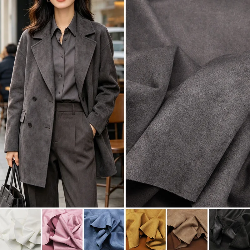 

Высококачественная ткань из ворсистой замши на метры для пошива одежды, пальто, курток, зимних изделий, микроэластичная, однотонная, мягкая, гладкая, с хорошей драпировкой.