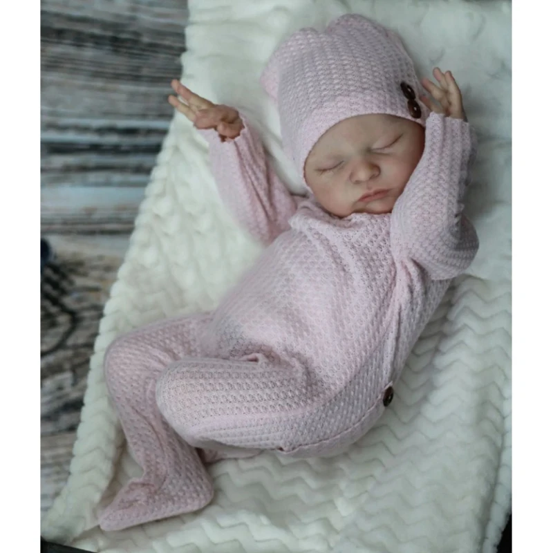 

19inch 48cm Finished Sleeping Doll Laura with Hand Painted Hair Lifelike Soft Touch 3D Skin Visible