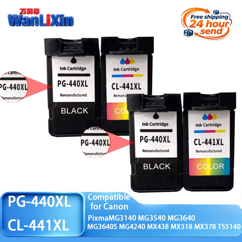 PG-440 CL-441 XL Ink Cartridge Compatible For Canon Pixma  MX438 MX518 MX378 MG3140 MG3540 MG3640 TS5140 MG3640S MG4240 Printer