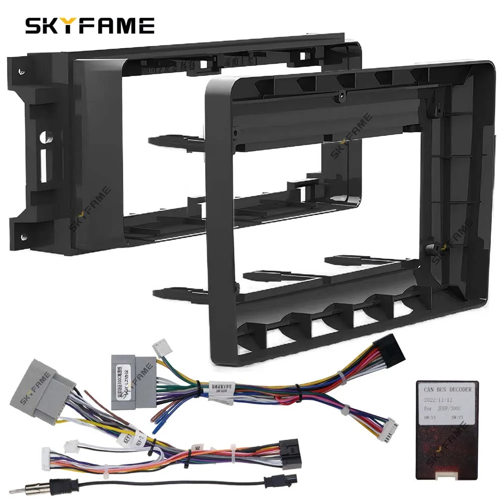 SKYFAME Car Fascia Frame Adapter Canbus Box Dash Fitting Panel Kit For Jeep Compass Commander Grand Cherokee Dodge Charger Ram