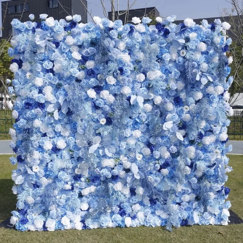 5D blue three-dimensional cloth bottom simulation flower wall background wall outdoor wedding arrangement landscaping
