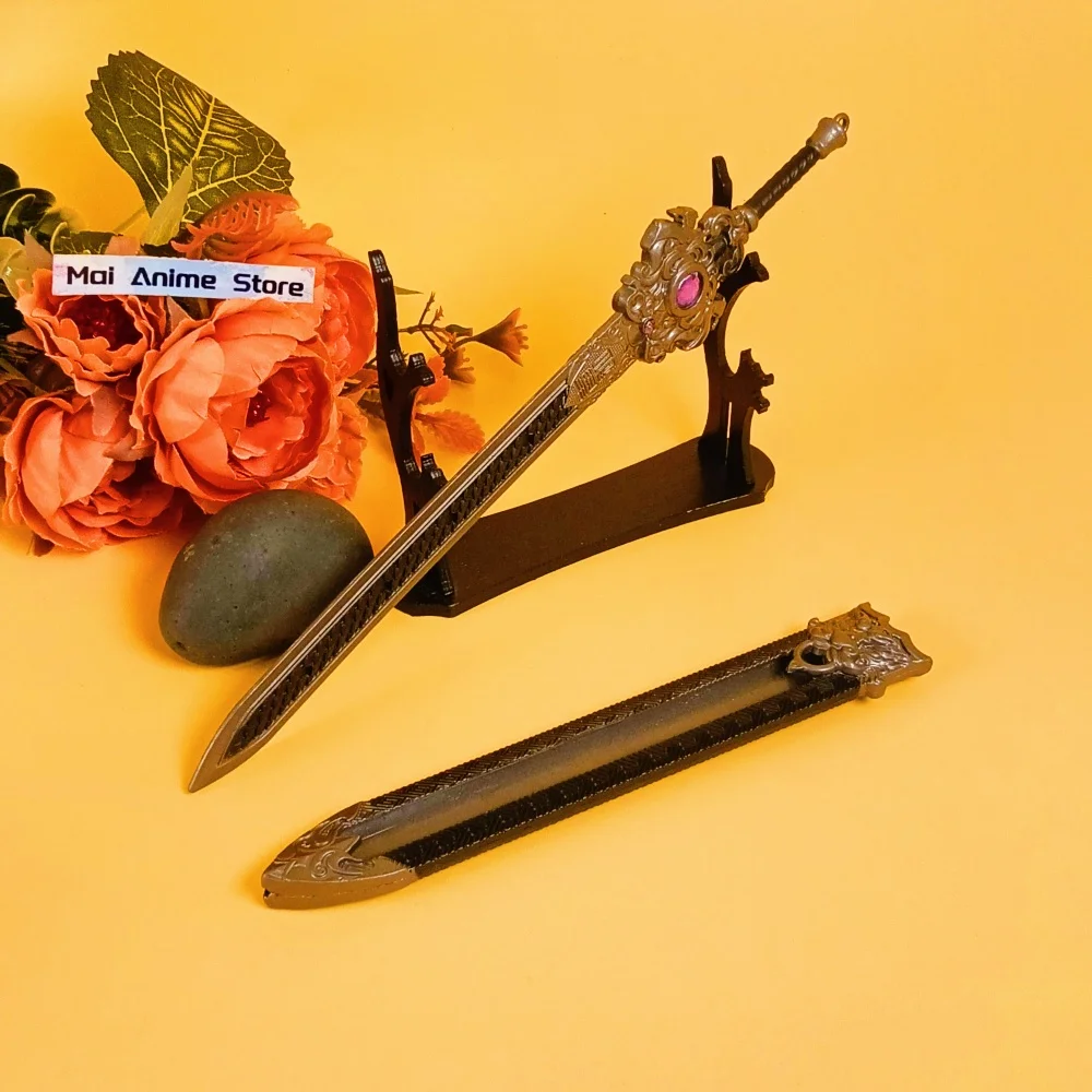 Espada de Anime Katana de tres reinos de Metal de 8,6 pulgadas, espada de Damasco antigua, tamaño Real, sabre samurái Original japonés, juguete para regalo