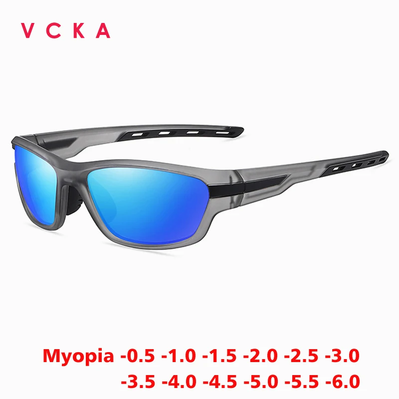 

VCKA Men's Square Polarized Myopia Sunglasses Women UV400 Anti Glare Fishing Sun Glasses Driving Custom Prescription -0.5 ~ -6.0