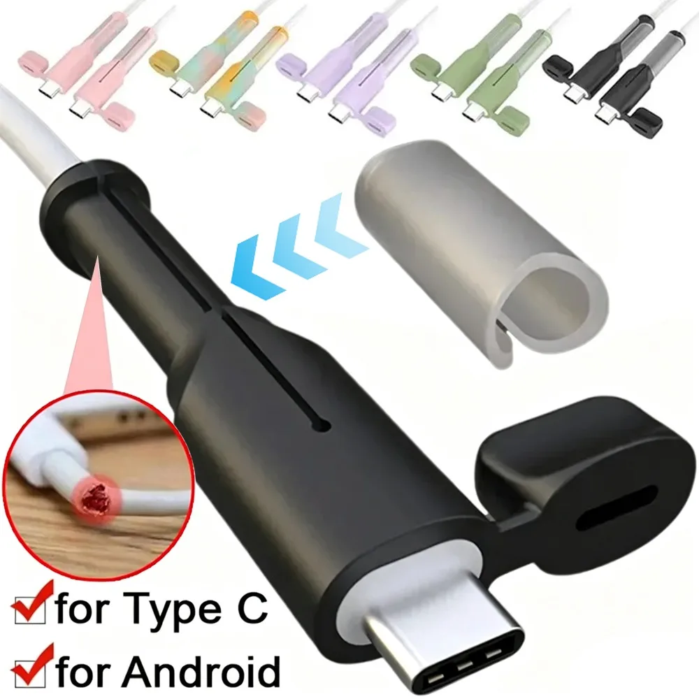 Soft USB Type C Charging Cable Saver Sleeve Data Line Cord Protector Silicone Protective Cover Cap For iPhone Xiaomi Huawei OPPO