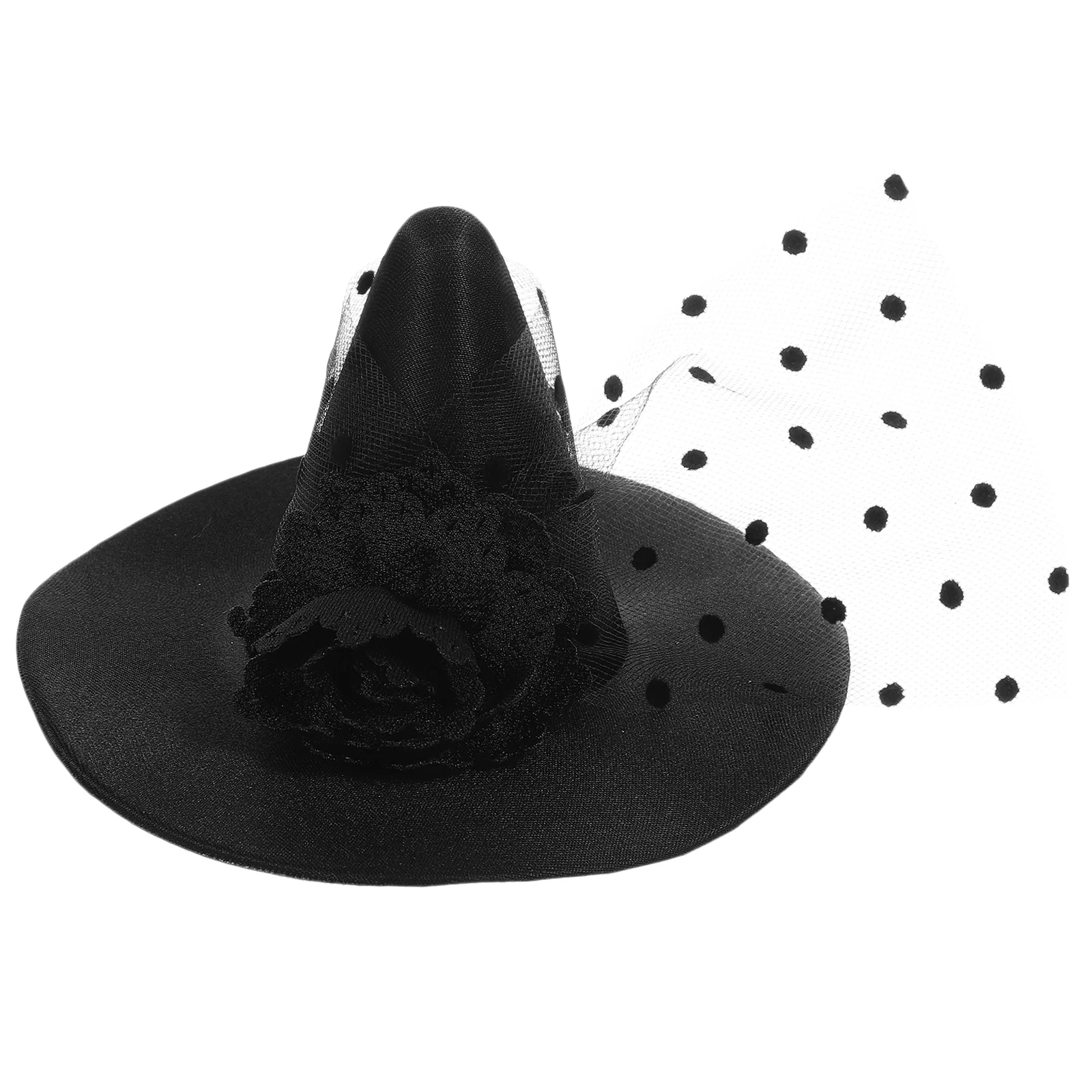 

Small Cosplay Wizard Hat Masquerade Witch Halloween Headband Veil Miniature Party Man