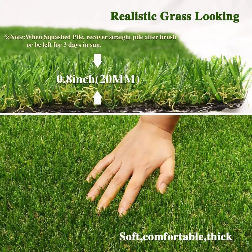 14ft x 4ft Artificial Turf with Drainage, Realistic Lawn Rug for Indoor/Outdoor Use, Suitable for Pets and Landscaping