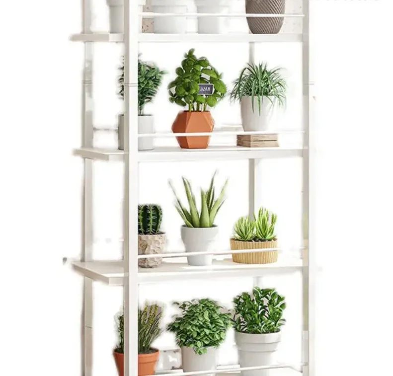 Flower Shelf Living Room Floor-to-ceiling Movable Simple Modern Succulent Flower Pot Rack Wrought Iron Shelf Balcony Rack