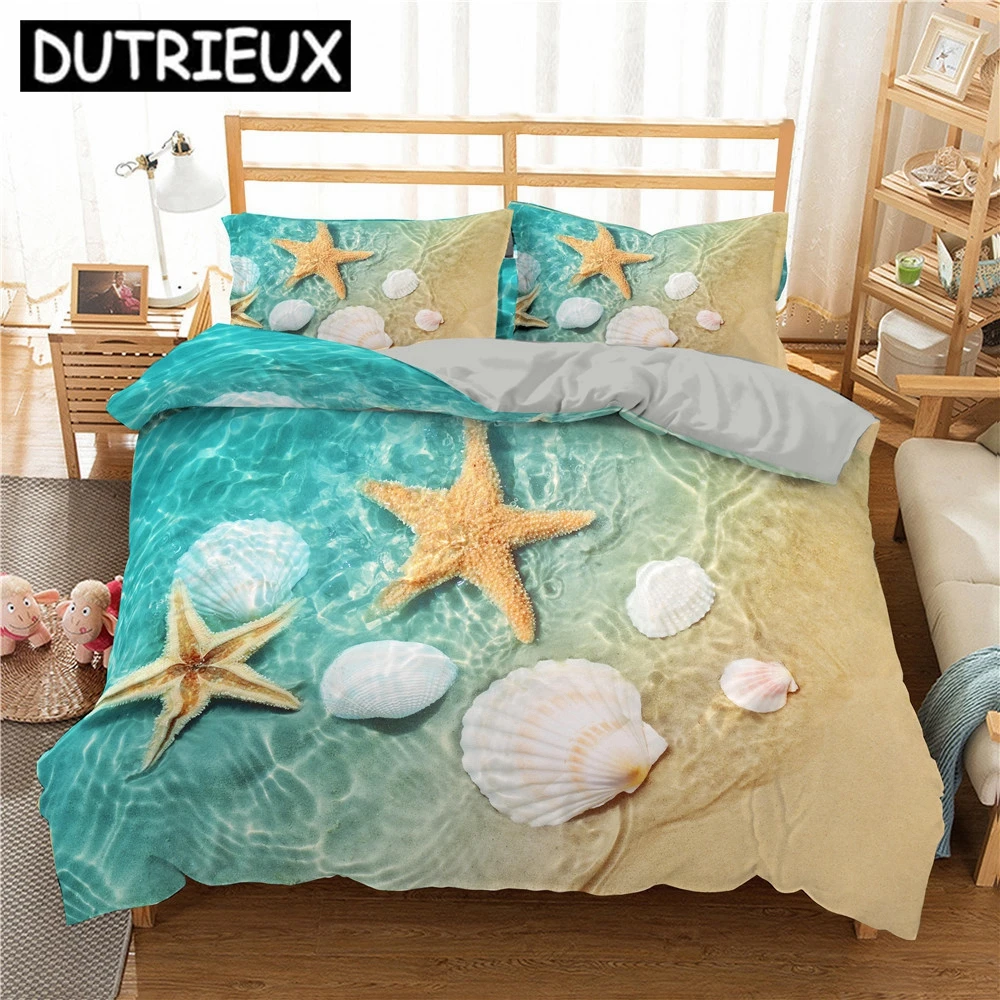 

Stunning 3D Seaside Beach Bedding Set - Soft Linen Duvet Cover & Pillows in All Bed Sizes