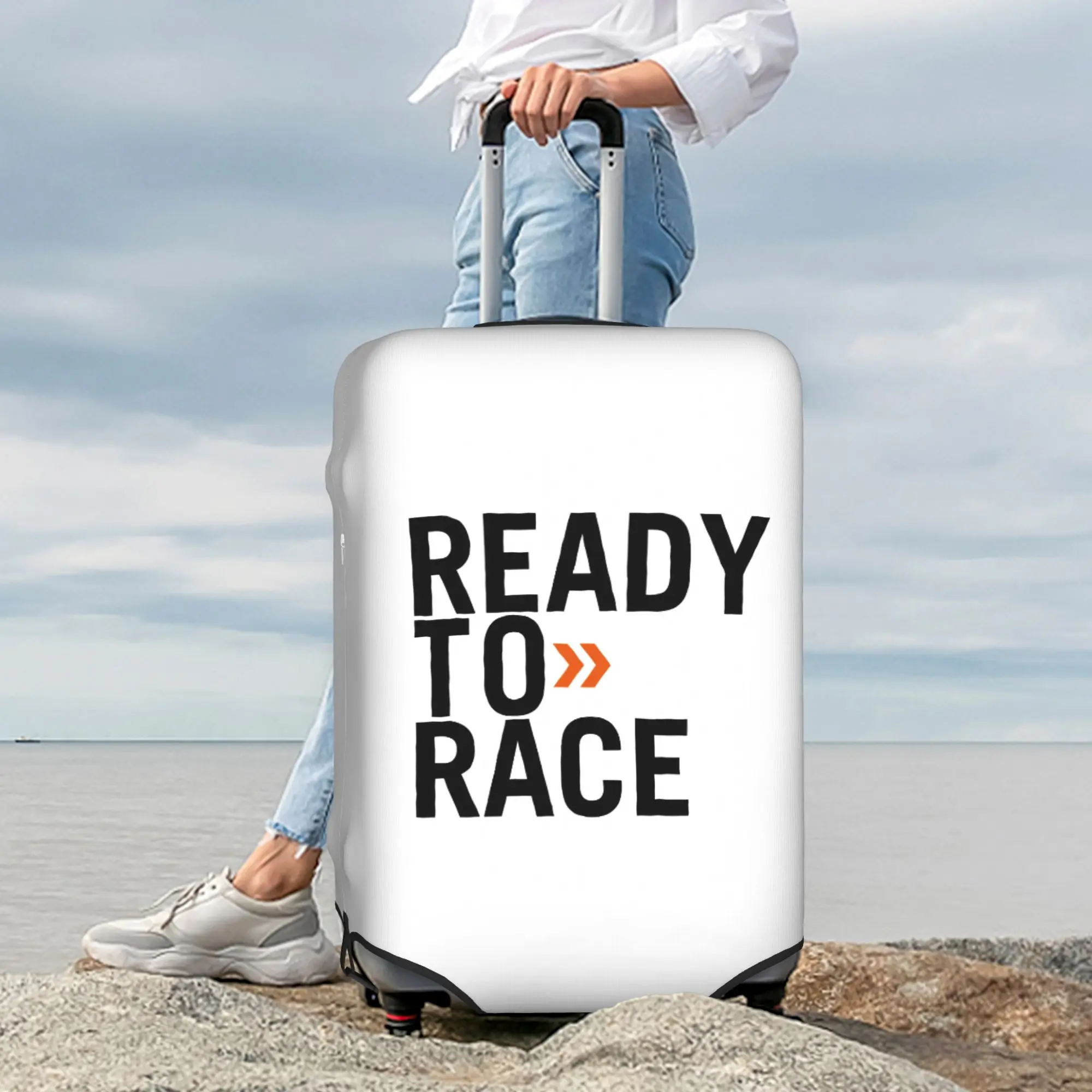 Custom Ready To Race Travel Luggage Cover Elastic Racing Sport Motorcycle Rider Suitcase Cover Protector Fit 18-32 Inch
