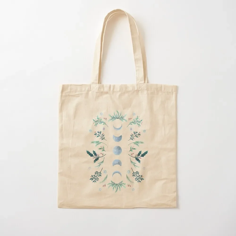 Moonlit Garden-Teal Snow Tote Bag Customizable tote bag Woman shopper bag