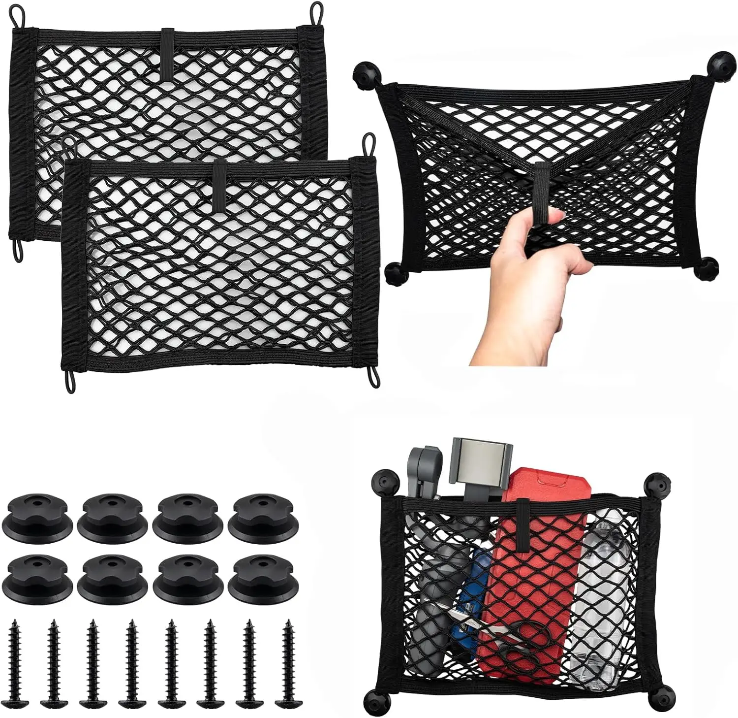 

for VW Transporter T4 T5 T6 T7 Multivan 4pcs Pocket Storage Cargo Net RV Trunk Motorhome Camper Cargo Organization Storage Mesh