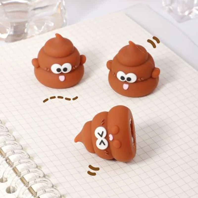 Lindo Sacapuntas de silicona para caca, accesorios de lápiz para niños, tricky funny Poop Cake Planer